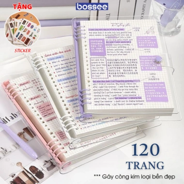 Sổ Còng A5 B5 8 Còng, Bìa Nhựa Mềm, Gáy Sắt Chắc, Giấy Kẻ Ngang/Caro 80gsm – 18.000đ