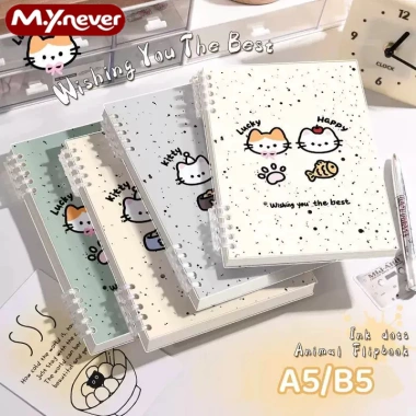 Sổ còng A5/B5 Kitty Puppy 120 trang 80gsm Không đau tay, thay giấy kẻ ngang, 29.000₫