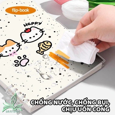 Sổ còng A5/B5 Kitty Puppy sổ ghi chép 120 trang giấy kẻ ngang 80gsm M.Y Khuyết còng không đau tay, giá 29.000đ 2