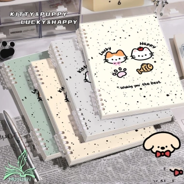 Sổ còng A5/B5 Kitty Puppy sổ ghi chép 120 trang giấy kẻ ngang 80gsm M.Y Khuyết còng không đau tay, giá 29.000đ 8
