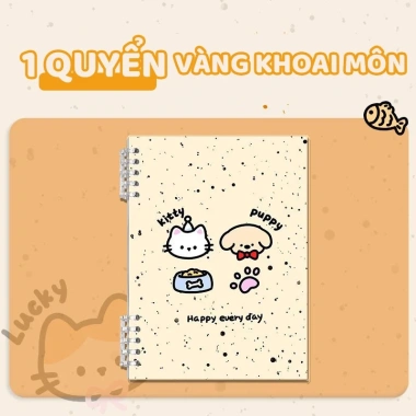Sổ còng A5/B5 Kitty Puppy sổ ghi chép 120 trang giấy kẻ ngang 80gsm M.Y Khuyết còng không đau tay, giá 29.000đ 9