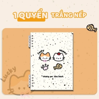 Sổ còng A5/B5 Kitty Puppy sổ ghi chép 120 trang giấy kẻ ngang 80gsm M.Y Khuyết còng không đau tay, giá 29.000đ 10