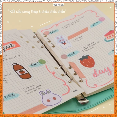 Sổ còng bìa da PU Klong Caro 5x5 A5 100 trang MS992 Bullet Journal Pastel, giá 64.400đ 4