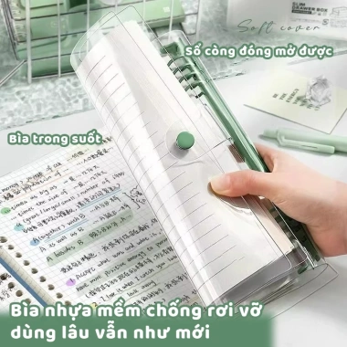 Sổ Còng Bìa Mềm Trong Suốt A5-B5 Còng Không Đau, Kẻ Ngang/Caro, Chỉ 18.000 VND 3
