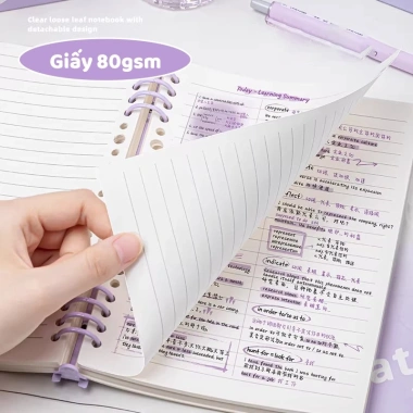 Sổ Còng Bìa Mềm Trong Suốt A5-B5 Còng Không Đau, Kẻ Ngang/Caro, Chỉ 18.000 VND 4