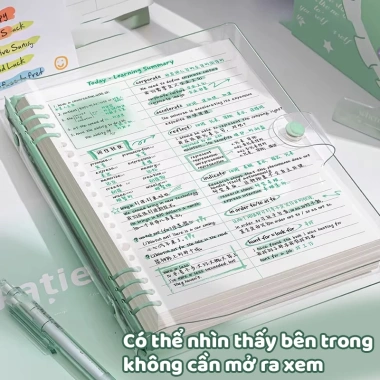 Sổ Còng Bìa Mềm Trong Suốt A5-B5 Còng Không Đau, Kẻ Ngang/Caro, Chỉ 18.000 VND 6