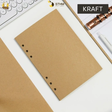 Sổ còng bìa nâu A5 6 lỗ + 100 tờ giấy kraft lined Bullet Journal Giá 40.000 VNĐ 2