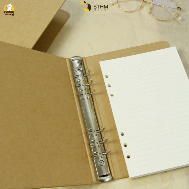 Sổ còng bìa nâu A5 6 lỗ + 100 tờ giấy kraft lined Bullet Journal Giá 40.000 VNĐ 5