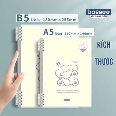 Sổ Còng Cún Con Pastel A5 B5 120 Trang Kẻ Ngang Caro - Giấy Dày Dặn, Chống Lóa, Bullet Journal, Giá 15.000 3