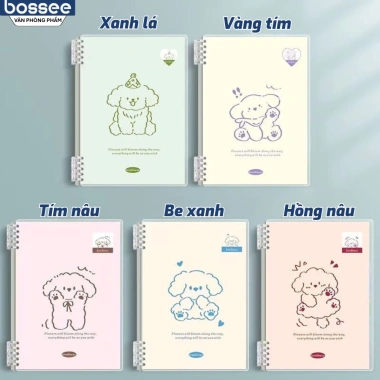 Sổ Còng Cún Con Pastel A5 B5 120 Trang Kẻ Ngang Caro - Giấy Dày Dặn, Chống Lóa, Bullet Journal, Giá 15.000 4