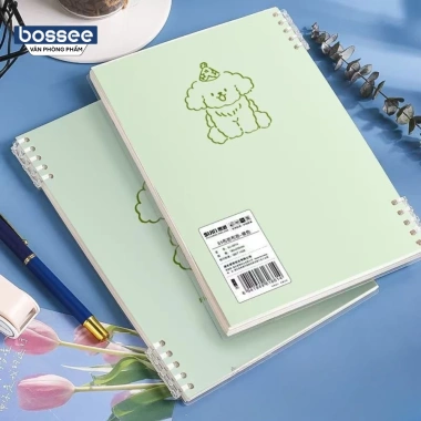 Sổ Còng Cún Con Pastel A5 B5 120 Trang Kẻ Ngang Caro - Giấy Dày Dặn, Chống Lóa, Bullet Journal, Giá 15.000 5