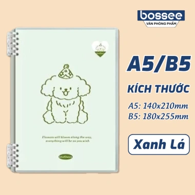 Sổ Còng Cún Con Pastel A5 B5 120 Trang Kẻ Ngang Caro - Giấy Dày Dặn, Chống Lóa, Bullet Journal, Giá 15.000 10