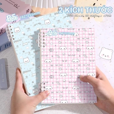 Sổ Còng Động vật A5/B5 120 trang kẻ ngang 80gsm – Khuyết còng không đau tay, 29.000₫