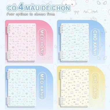 Sổ Còng Động vật A5/B5 120 trang kẻ ngang 80gsm – Khuyết còng không đau tay, 29.000₫