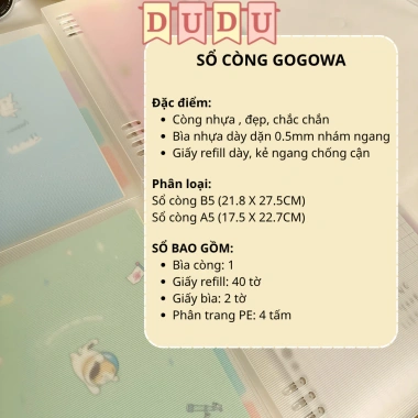 Sổ còng DUDU A5 B5 4-9-6-20 còng nhựa - Binder bìa cứng, làm Sổ Tay, Sổ Ghi Chép, Giá 39.000₫