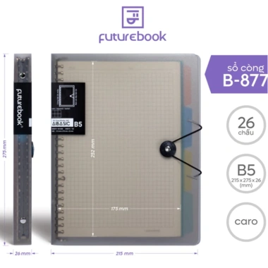 Sổ còng FUTUREBOOK Full chấu - 120 trang 100GSM, A5 20 chấu, B5 26 chấu, A4 30 chấu, giá ưu đãi 50.470đ 3