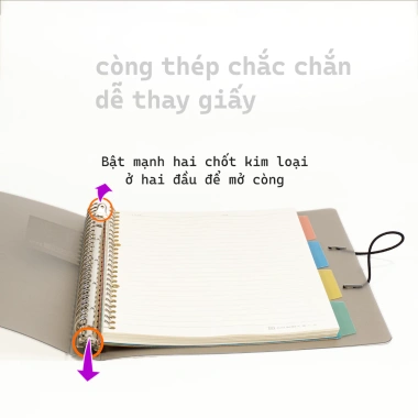 Sổ còng FUTUREBOOK Full chấu - 120 trang 100GSM, A5 20 chấu, B5 26 chấu, A4 30 chấu, giá ưu đãi 50.470đ 6