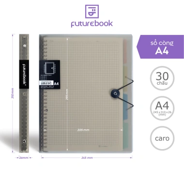 Sổ còng FUTUREBOOK Full chấu - 120 trang 100GSM, A5 20 chấu, B5 26 chấu, A4 30 chấu, giá ưu đãi 50.470đ 10