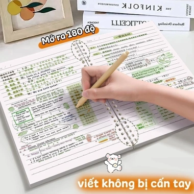 Sổ còng giấy kẻ ngang A5 B5 120 trang - Thay bìa & lõi, mở còng nhanh, vở học sinh