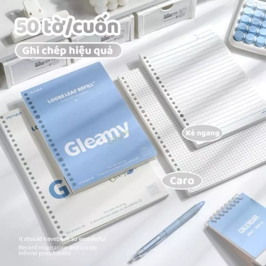Sổ còng Gleamy Ruột giấy refill A5 B5 20 26 caro kẻ ngang, chống loá giá29.000₫ 4