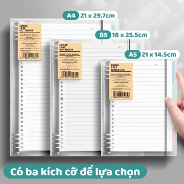 Sổ Còng M.Y A5-B5-A4 Binder kèm tab phân trang, full set 120 trang 80g, giấy refill 8 lỗ và quà - chỉ 19.000₫ 9
