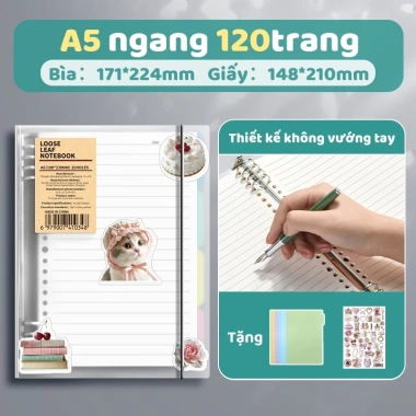 Sổ Còng M.Y A5-B5-A4 Binder kèm tab phân trang, full set 120 trang 80g, giấy refill 8 lỗ và quà - chỉ 19.000₫ 10