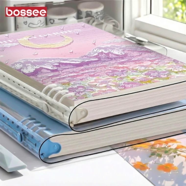 Sổ còng sắt A5/B5 hoạ tiết tranh sơn dầu, thay giấy nhanh, 120 trang bullet journal kẻ ngang caro Bossee 4