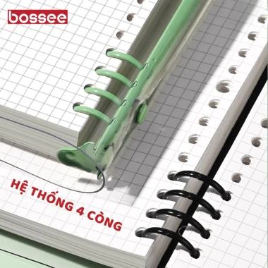 Sổ còng sắt A5/B5 hoạ tiết tranh sơn dầu, thay giấy nhanh, 120 trang bullet journal kẻ ngang caro Bossee 9