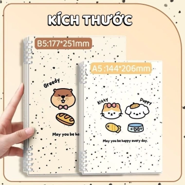 Sổ còng thay giấy B5 120 trang kẻ ngang caro, khuyết còng, bìa nhựa trong suốt - planner, học sinh 32.560 VNĐ