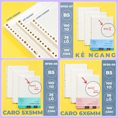 Sổ Còng Van Gogh 100GSM - Nhựa Không Gãy, Không Gỉ, Giấy Refill Kẻ Ngang/Caro/Chấm 5 Sổ Còng Van Gogh 100GSM - Nhựa Không Gãy, Không Gỉ, Giấy Refill Kẻ Ngang/Caro/Chấm 5