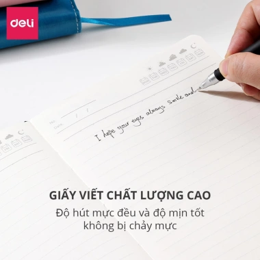 Sổ Da A5-A7 Deli sổ tay bìa da kẻ ngang 300 trang giấy dày chống nước - Quà tặng sang trọng 39.000₫