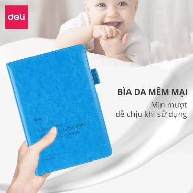 Sổ Da A5-A7 Deli sổ tay bìa da kẻ ngang 300 trang giấy dày chống nước - Quà tặng sang trọng 39.000₫