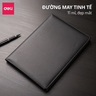 Sổ Da Deli 25K A5 Cao Cấp 192 Trang Kẻ Ngang Chống Lóa 70gsm Quà Tặng Văn Phòng