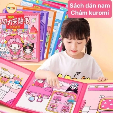 Sổ dán tính 3D Kuromi và Melody 18cm Đồ chơi nam châm thay trang phục cho bé
