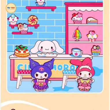 Sổ dán tính 3D Kuromi và Melody 18cm Đồ chơi nam châm thay trang phục cho bé