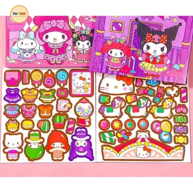 Sổ dán tính 3D Kuromi và Melody 18cm Đồ chơi nam châm thay trang phục cho bé