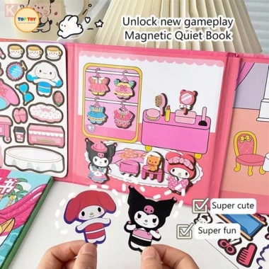 Sổ dán tính 3D Kuromi và Melody 18cm Đồ chơi nam châm thay trang phục cho bé