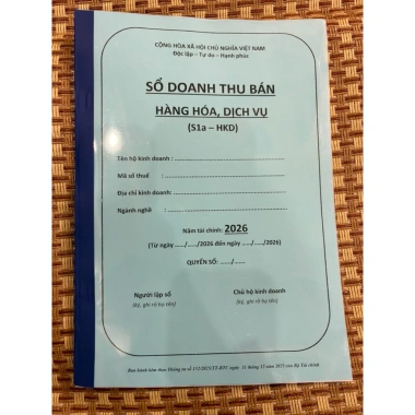 Sổ doanh thu bán hàng hoá dịch vụ S1a HKD 100 trang 2 mặt - Giá ưu đãi 55.000đ