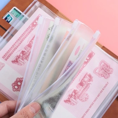 Sổ ghi chú kế hoạch chi tiêu da PU lộn A6 - 6 còng 12 túi zip, tiết kiệm tiền, giảm còn 99.000 VND 2