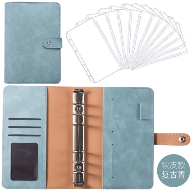 Sổ ghi chú kế hoạch chi tiêu da PU lộn A6 - 6 còng 12 túi zip, tiết kiệm tiền, giảm còn 99.000 VND 8