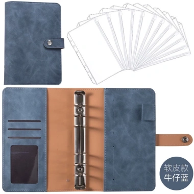 Sổ ghi chú kế hoạch chi tiêu da PU lộn A6 - 6 còng 12 túi zip, tiết kiệm tiền, giảm còn 99.000 VND 10