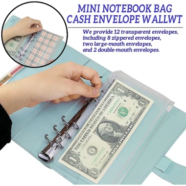 Sổ Ghi Chú Lập Kế Hoạch Chi Tiêu Bìa Da PU, Khóa Nam Châm, 6 Còng 12 Túi Zip A6 - 89.000đ 5