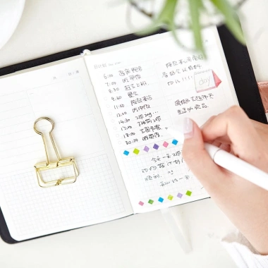 Sổ kế hoạch 2.023 A6 ba loại giấy kẻ ô/kẻ ngang/trơn, bìa da mềm họa tiết bầu trời sao 107.000đ 6