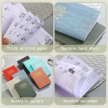 Sổ Kế Hoạch 2.026 A7 Bỏ Túi Planner Mini 128 Trang Bìa Da PU Lịch Tuần Ghi Chú Cá Nhân Giá 20.000 VND