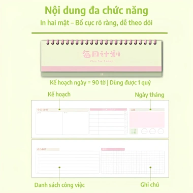 Sổ kế hoạch hàng ngày 90 trang - Thiết kế lật tiện dụng cho học sinh và dân văn phòng, giảm giá 27.800₫ 7