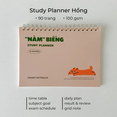 Sổ kế hoạch học tập Study Planner 90 trang 1 học kỳ Crabit Nàm Biếng, giá chỉ 75.999đ