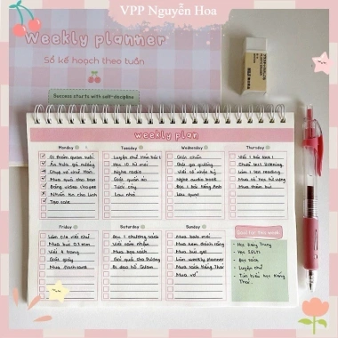 Sổ kế hoạch tuần A5 120 trang tone hồng xinh xắn - Weekly Planner giảm giá 35.000₫ 8 Sổ kế hoạch tuần A5 120 trang tone hồng xinh xắn - Weekly Planner giảm giá 35.000₫ 8