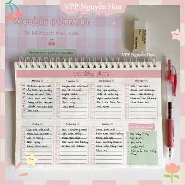 Sổ kế hoạch tuần A5 120 trang tone hồng xinh xắn - Weekly Planner giảm giá 35.000₫ 10 Sổ kế hoạch tuần A5 120 trang tone hồng xinh xắn - Weekly Planner giảm giá 35.000₫ 10