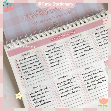Sổ kế hoạch tuần A5 Weekly Planner tone hồng xinh xắn KH5 - Giá ưu đãi 52.000₫