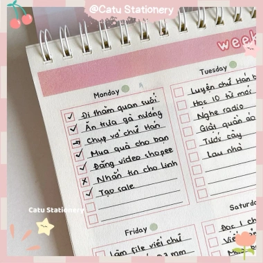 Sổ kế hoạch tuần A5 Weekly Planner tone hồng xinh xắn KH5 - Giá ưu đãi 52.000₫